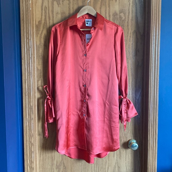 Target Sammy B orange Satin button up - Picture 1 of 5